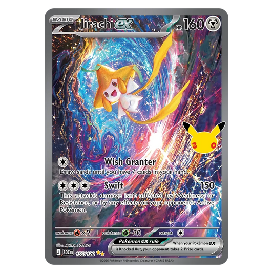 Pokemon TCG Jirachi ex 155/128 Special Illustration Rare - 30th Celebration