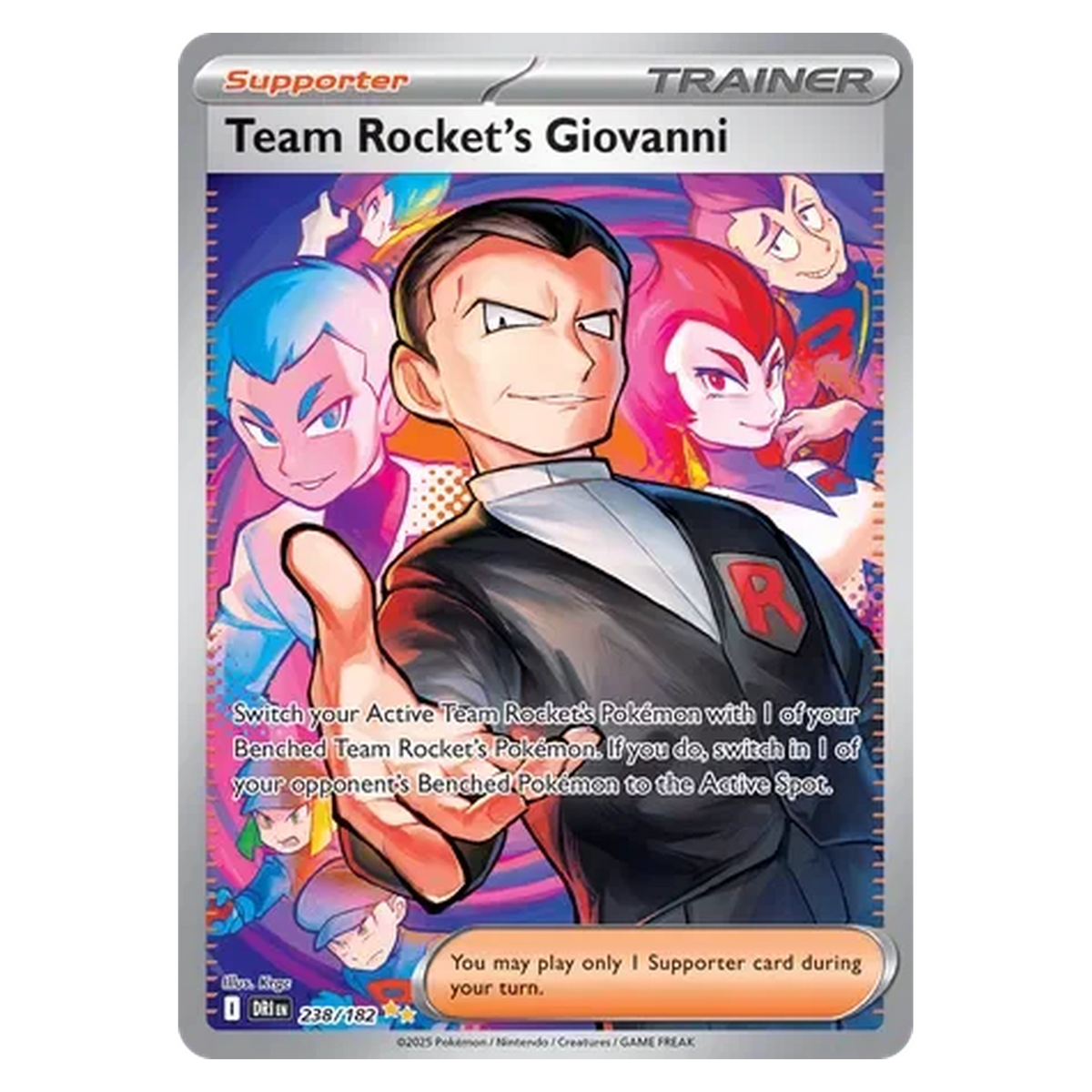 Pokemon TCG Team Rocket's Giovanni 238/182 Special Illustration Rare - Destined Rivals