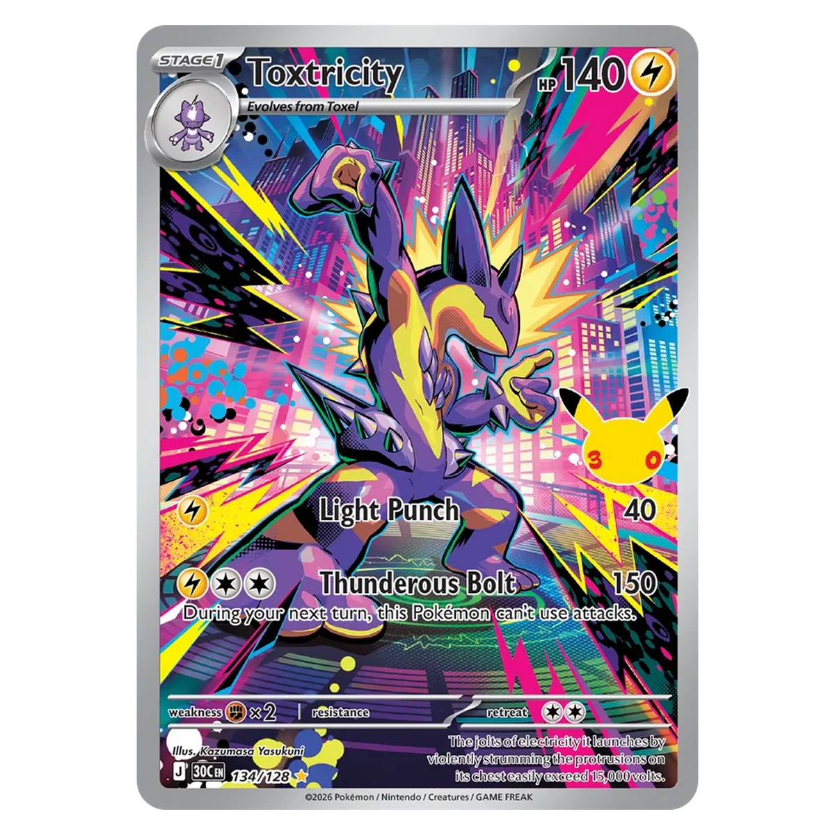Pokemon TCG Toxtricity 134/128 Illustration Rare - 30th Celebration