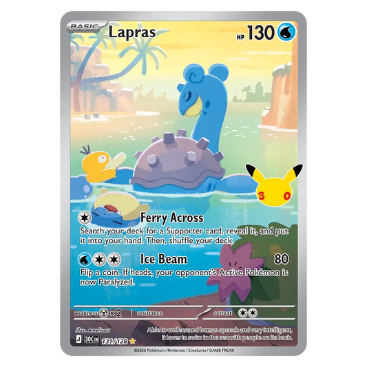 Pokemon TCG Lapras 131/128 Illustration Rare - 30th Celebration