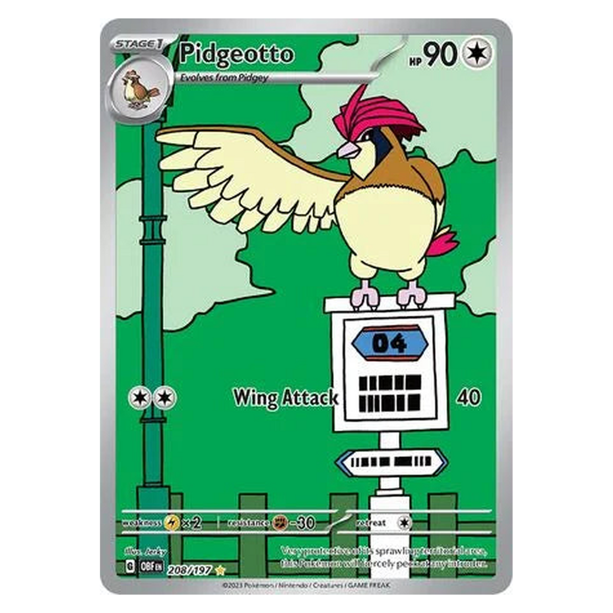 Pokemon TCG Pidgeotto 208/197 Illustration Rare - Obsidian Flames