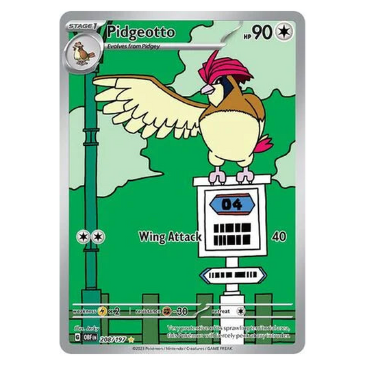 Pokemon TCG Pidgeotto 208/197 Illustration Rare - Obsidian Flames