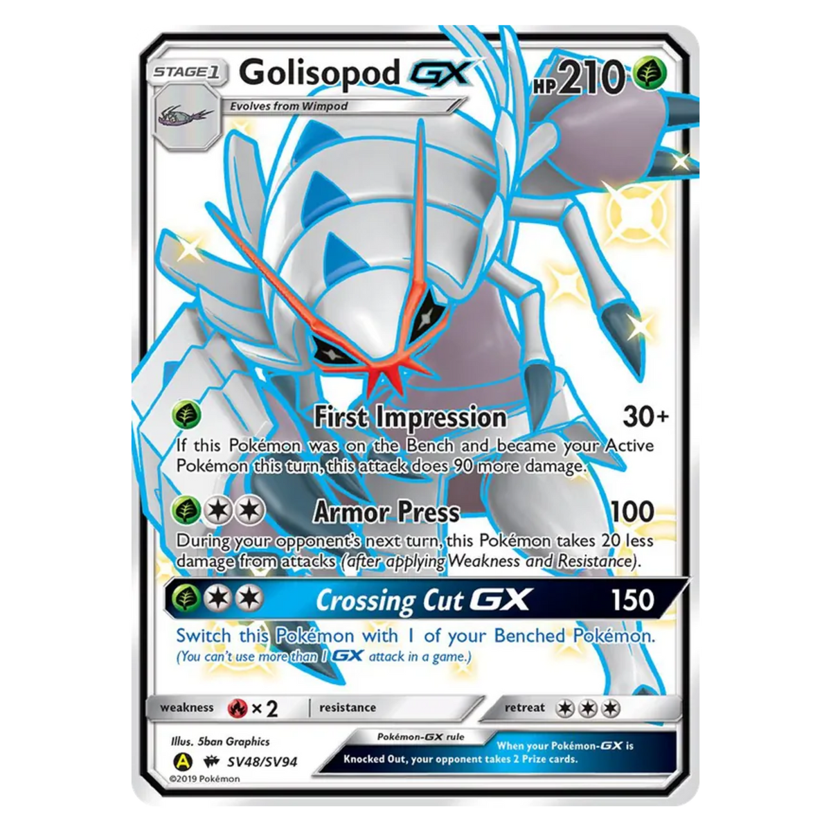 Golisopod-GX SV48/94 Rare Shiny GX — Hidden Fates Shiny Vault