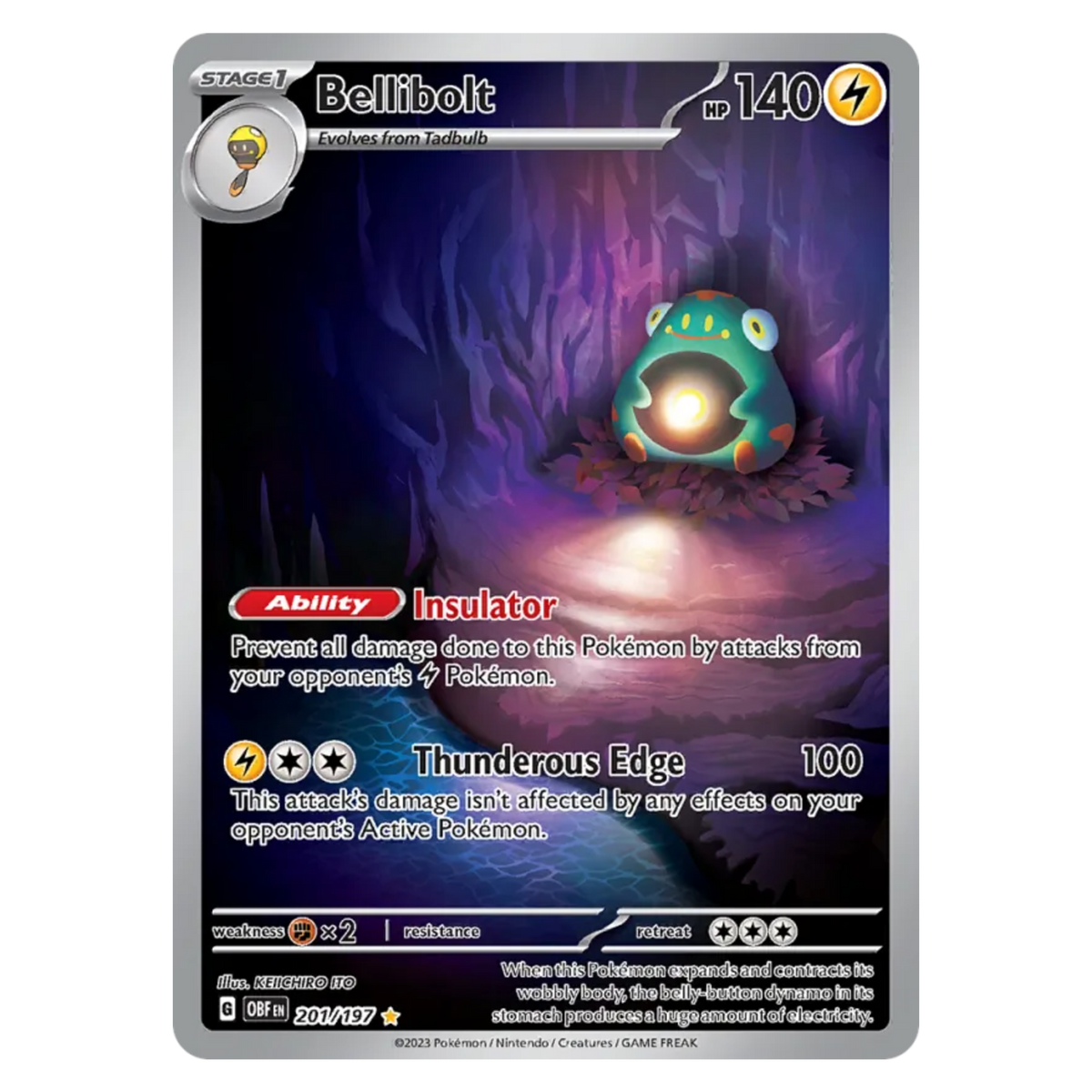 Bellibolt 201/197 Illustration Rare — Obsidian Flames