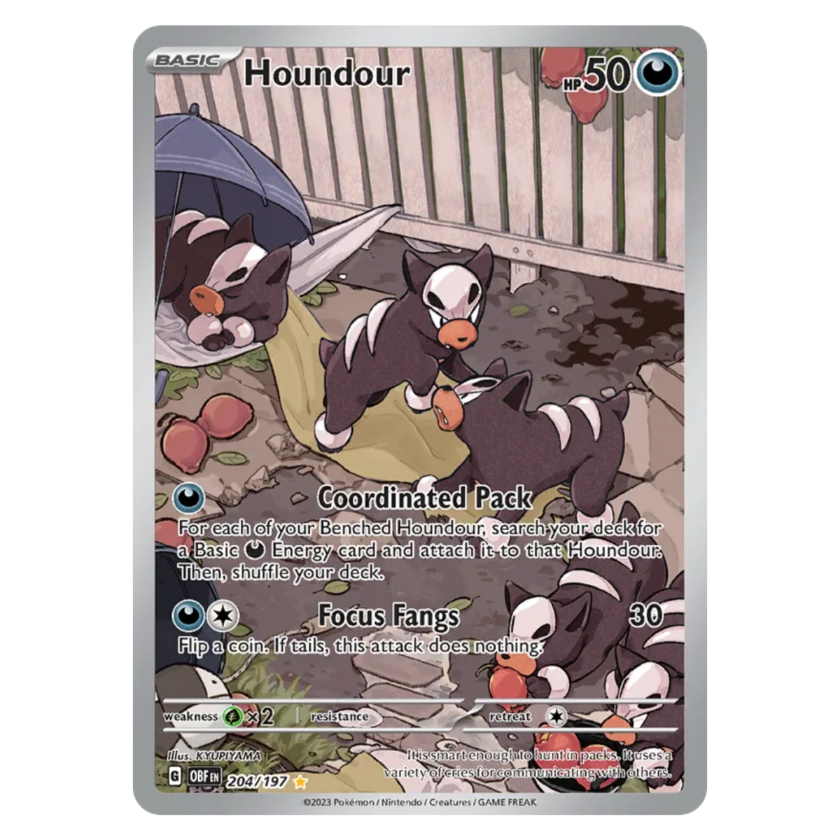 Houndour 204/197 Illustration Rare — Obsidian Flames