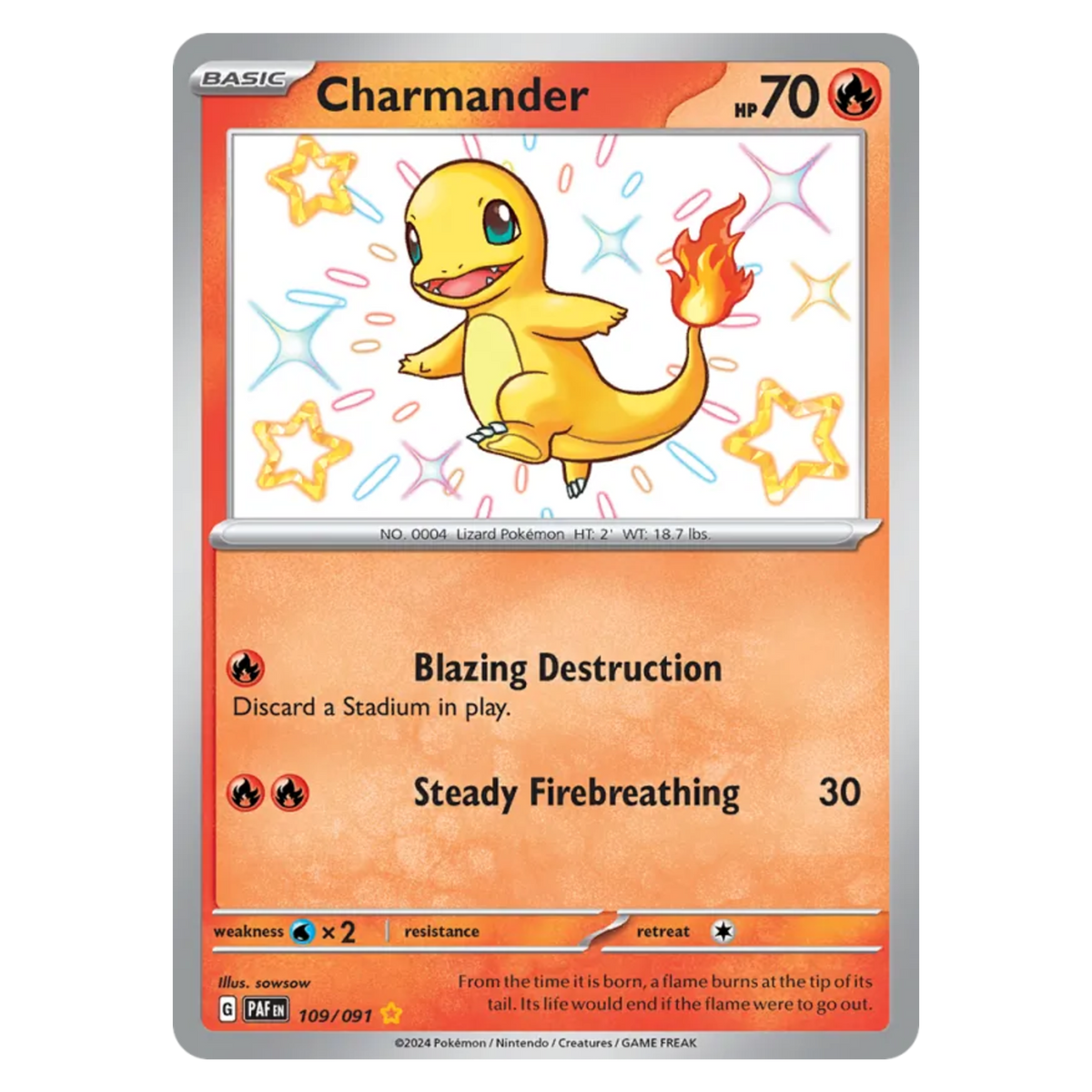 Charmander 109/91 Shiny Rare — Paldean Fates