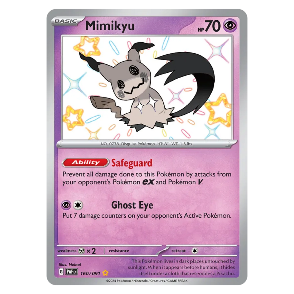Mimikyu 160/91 Shiny Rare — Paldean Fates