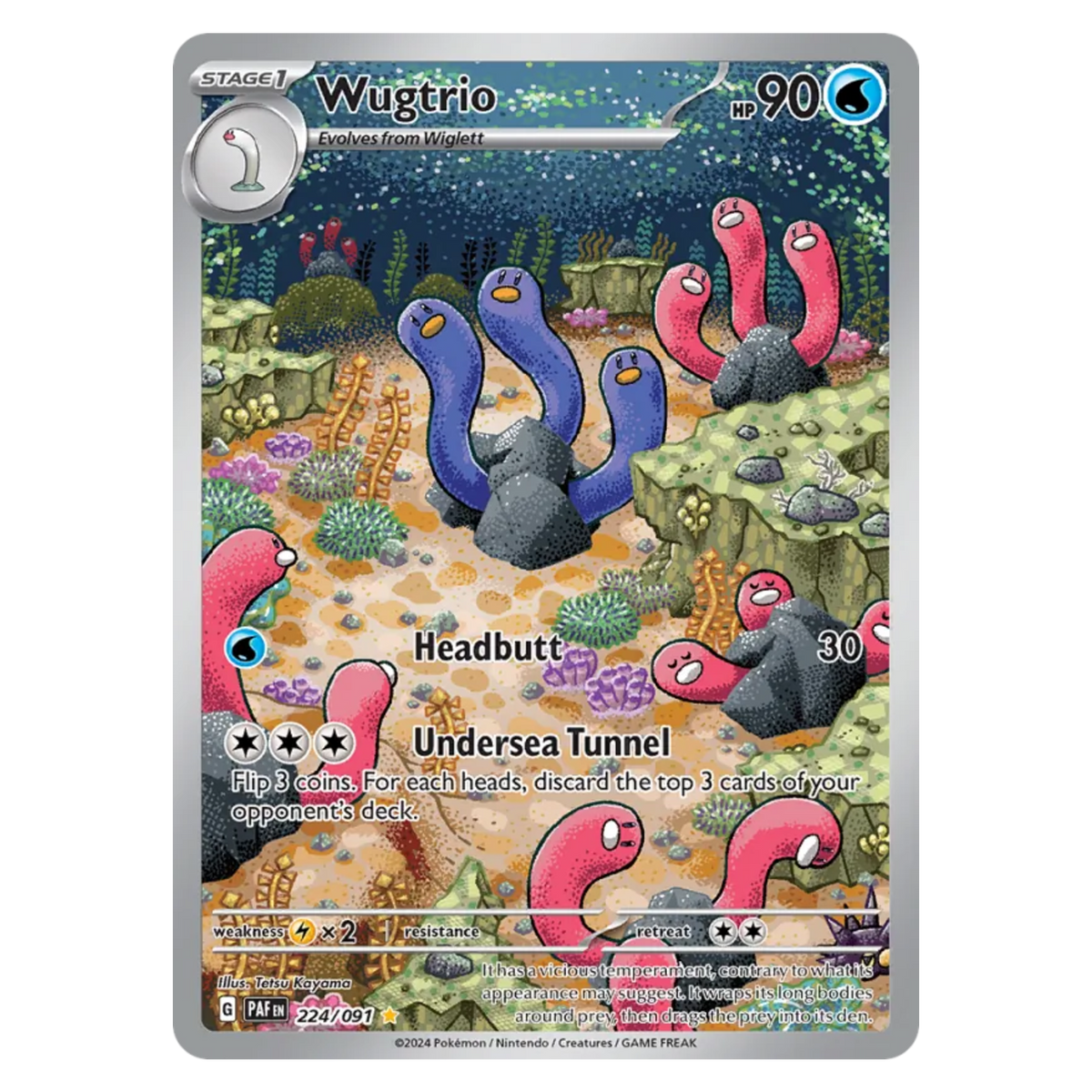 Wugtrio 224/91 Illustration Rare — Paldean Fates