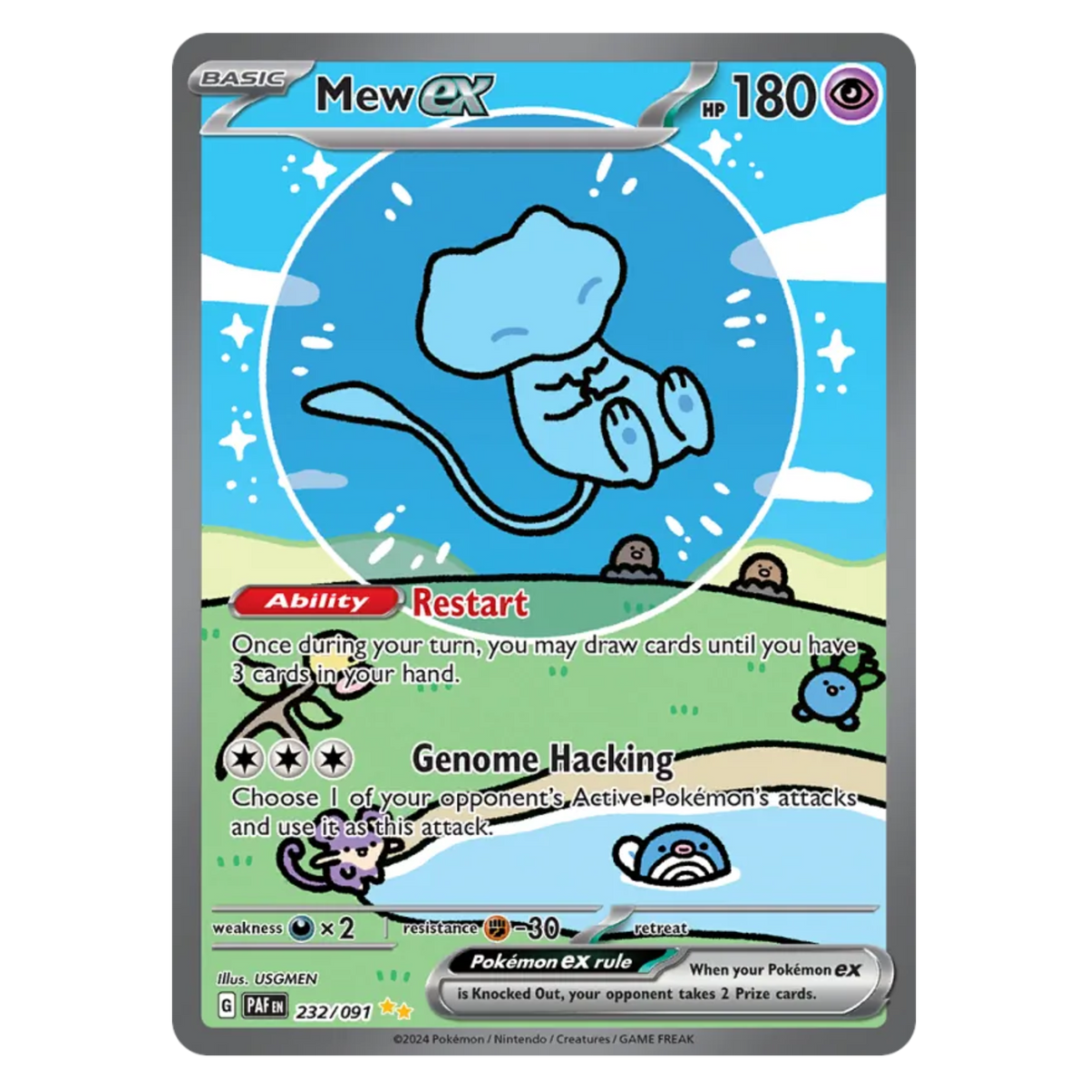 Mew ex 232/91 Special Illustration Rare — Paldean Fates
