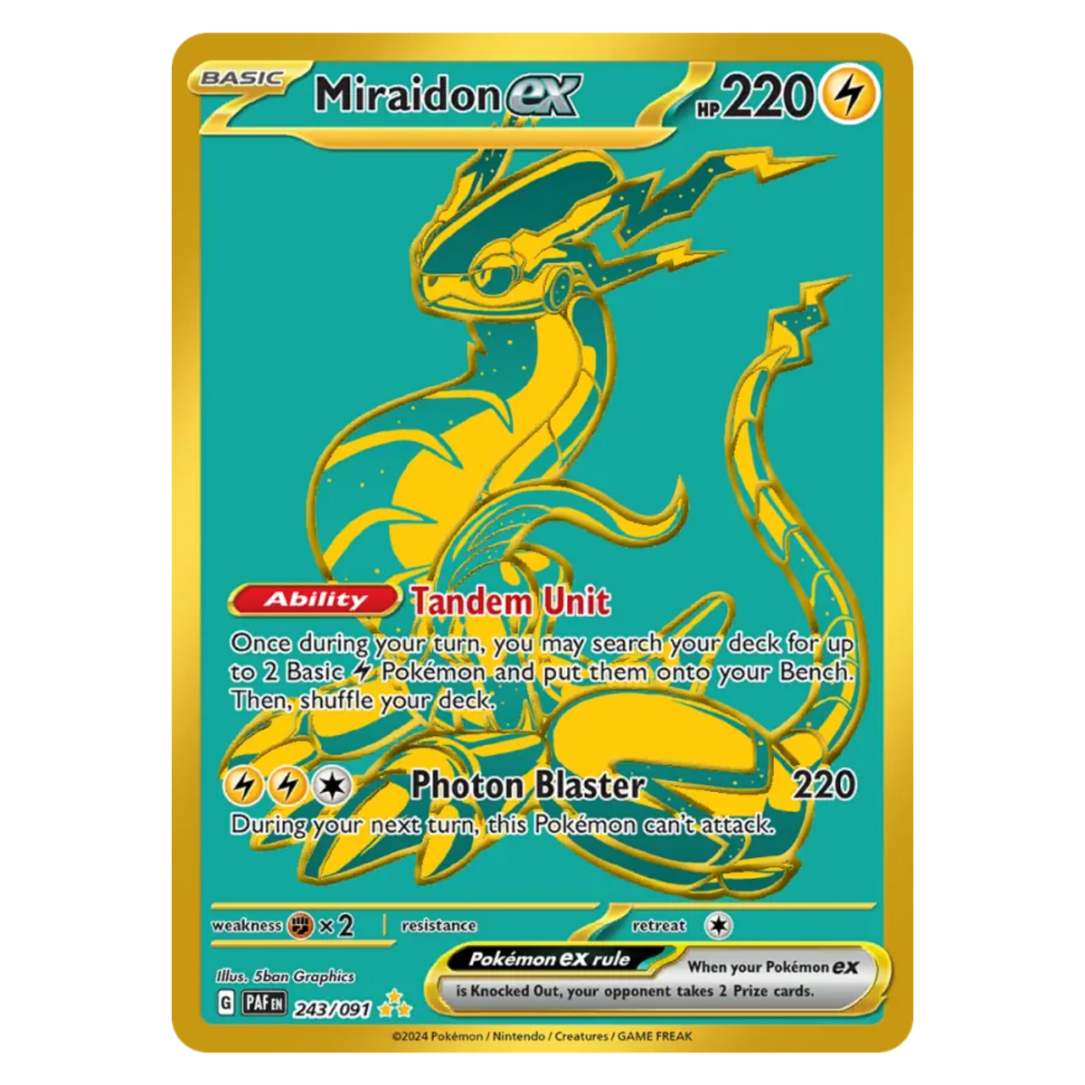 Miraidon ex 243/91 Hyper Rare — Paldean Fates
