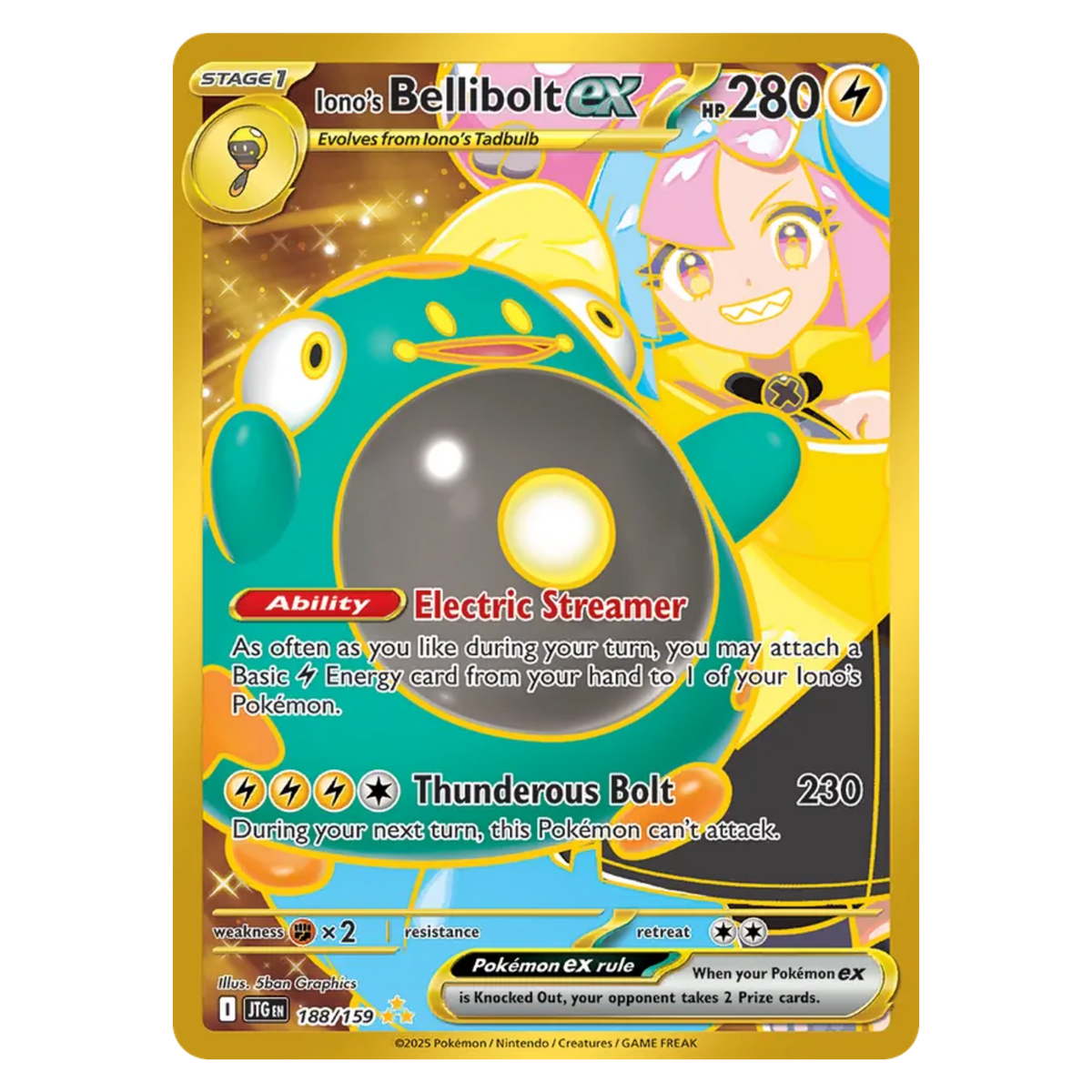 Iono's Bellibolt ex 188/159 Hyper Rare — Journey Together
