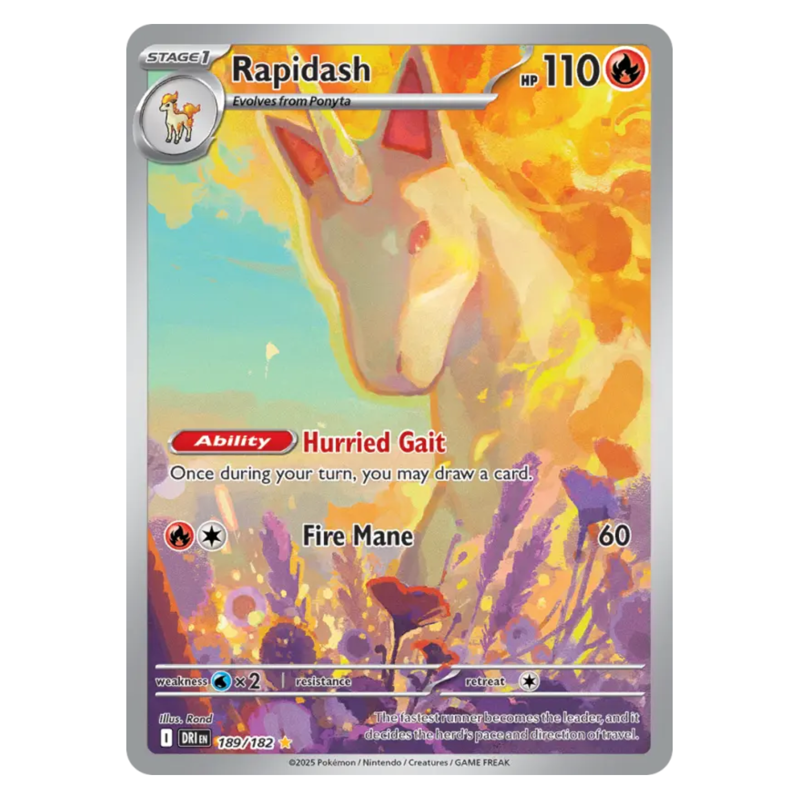 Rapidash 189/182 Illustration rare — Destined Rivals