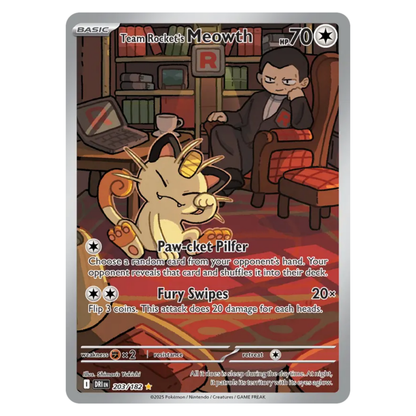 Team Rocket's Meowth 203/182 Illustration rare — Destined Rivals