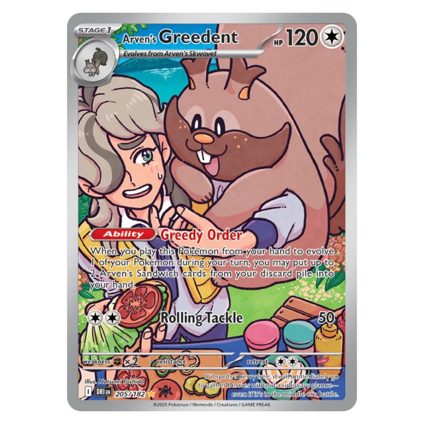 Arven's Greedent 205/182 Illustration rare — Destined Rivals