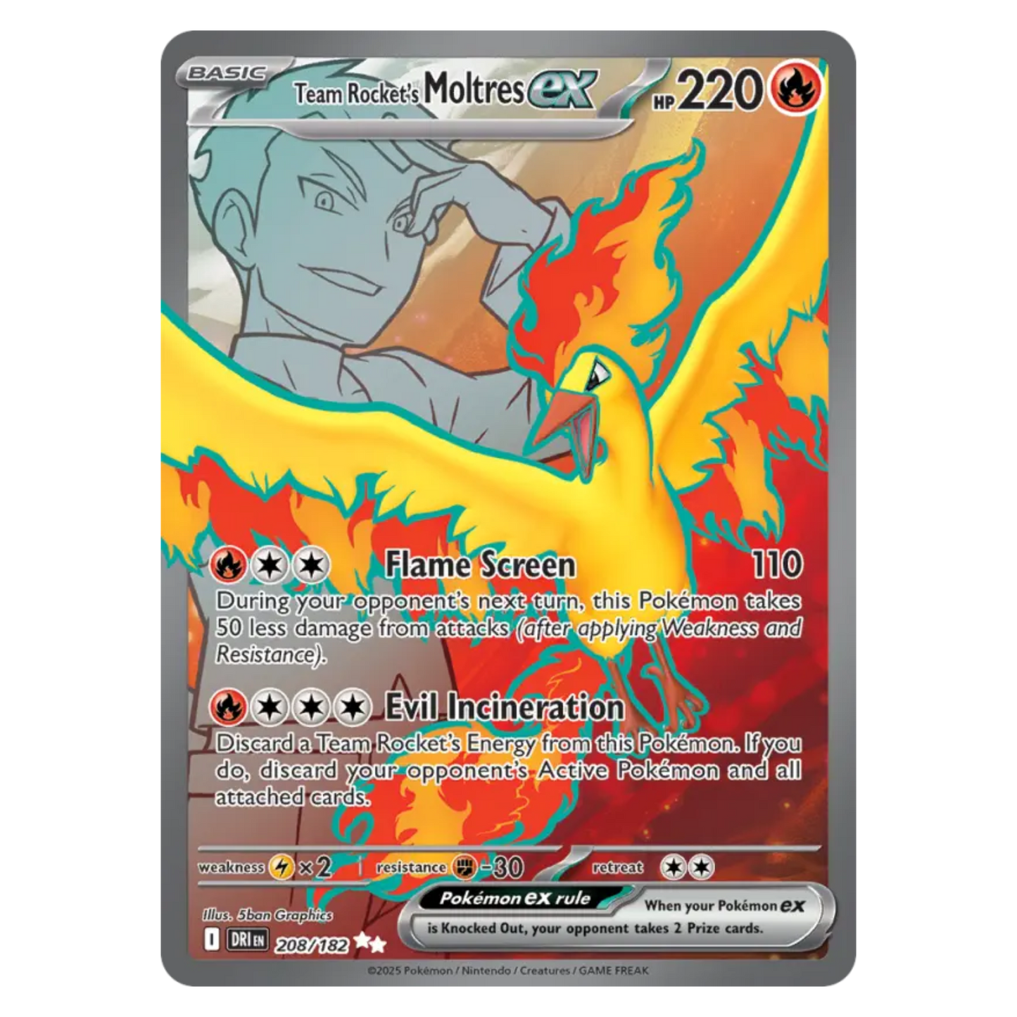 Team Rocket's Moltres ex 208/182 Ultra Rare — Destined Rivals
