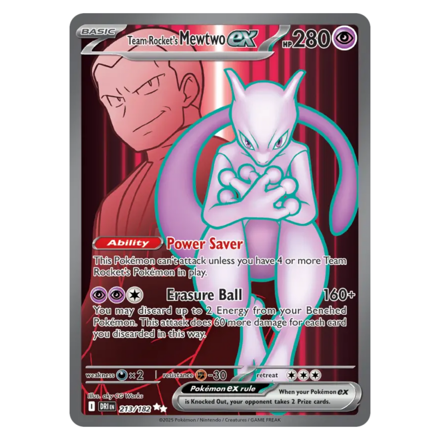 Team Rocket's Mewtwo ex 213/182 Ultra Rare — Destined Rivals