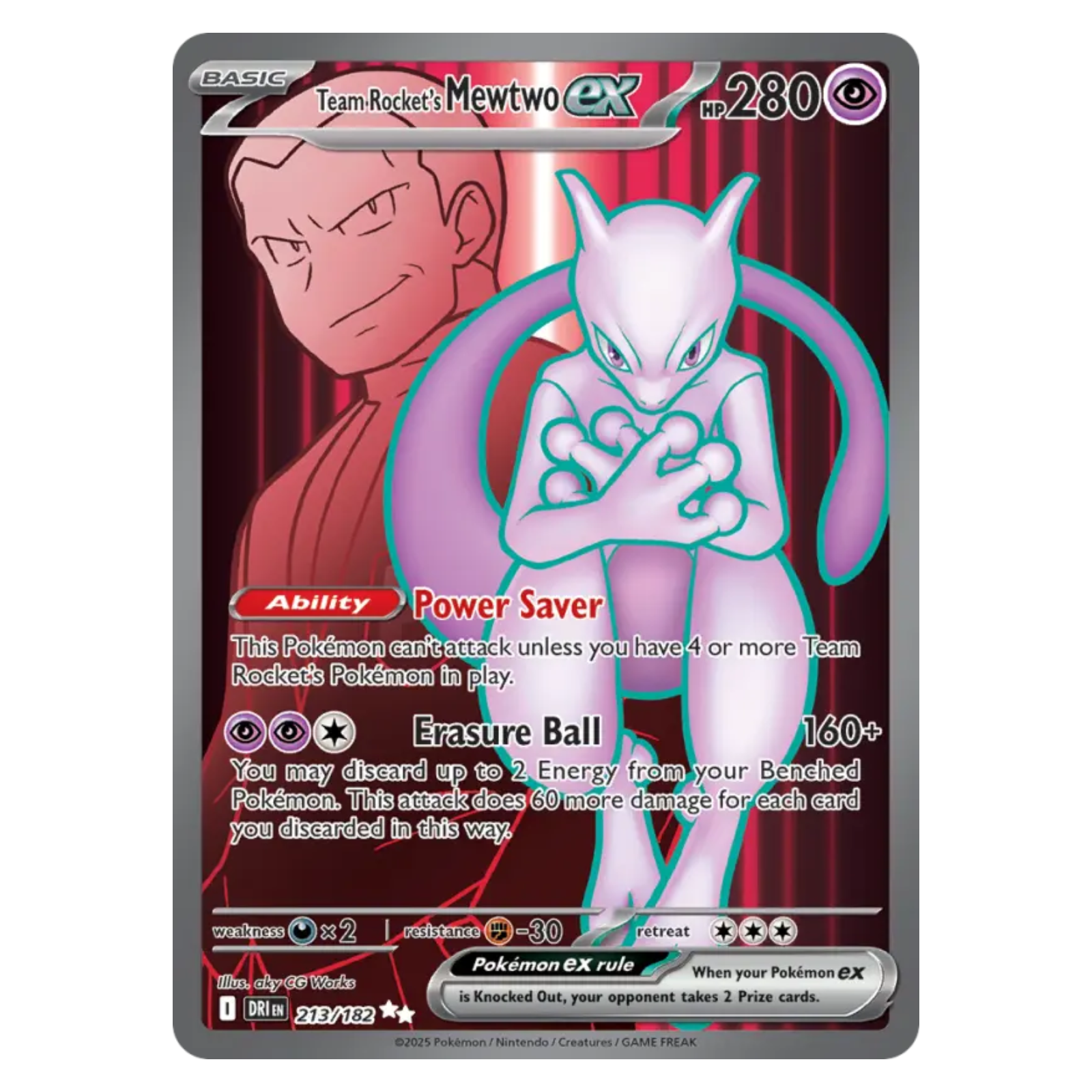 Team Rocket's Mewtwo ex 213/182 Ultra Rare — Destined Rivals