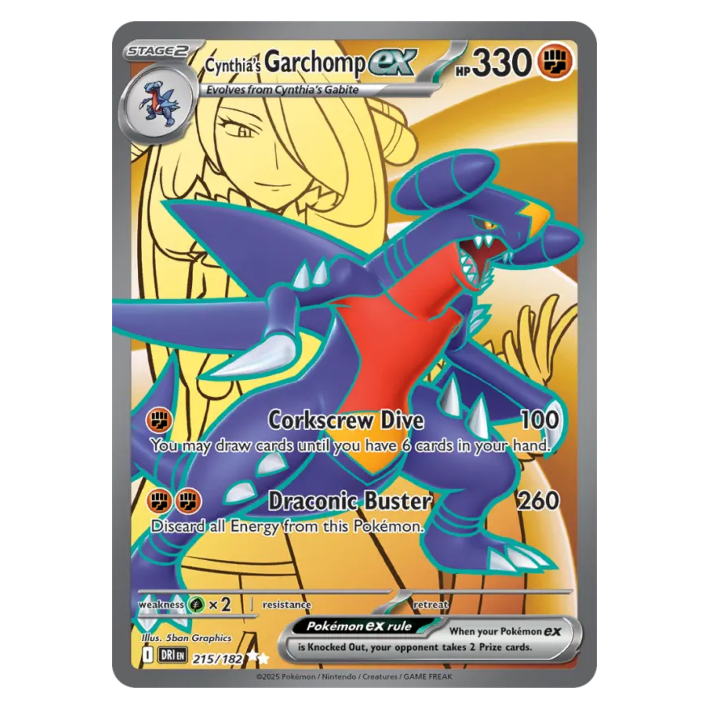 Cynthia's Garchomp ex 215/182 Ultra Rare — Destined Rivals