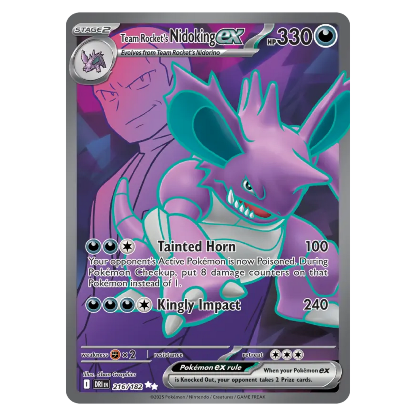 Team Rocket's Nidoking ex 216/182 Ultra Rare — Destined Rivals