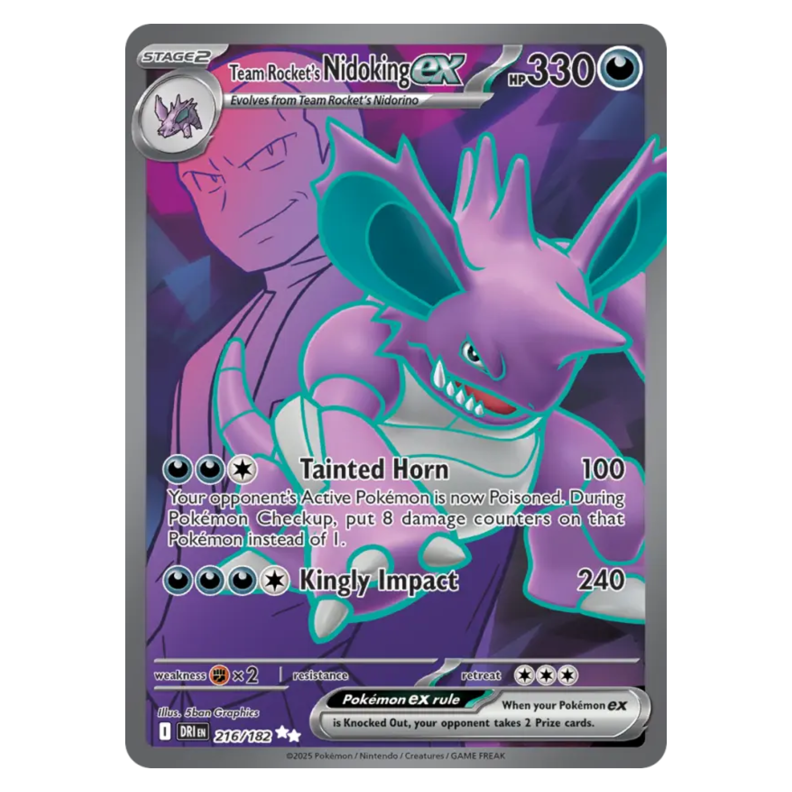 Team Rocket's Nidoking ex 216/182 Ultra Rare — Destined Rivals