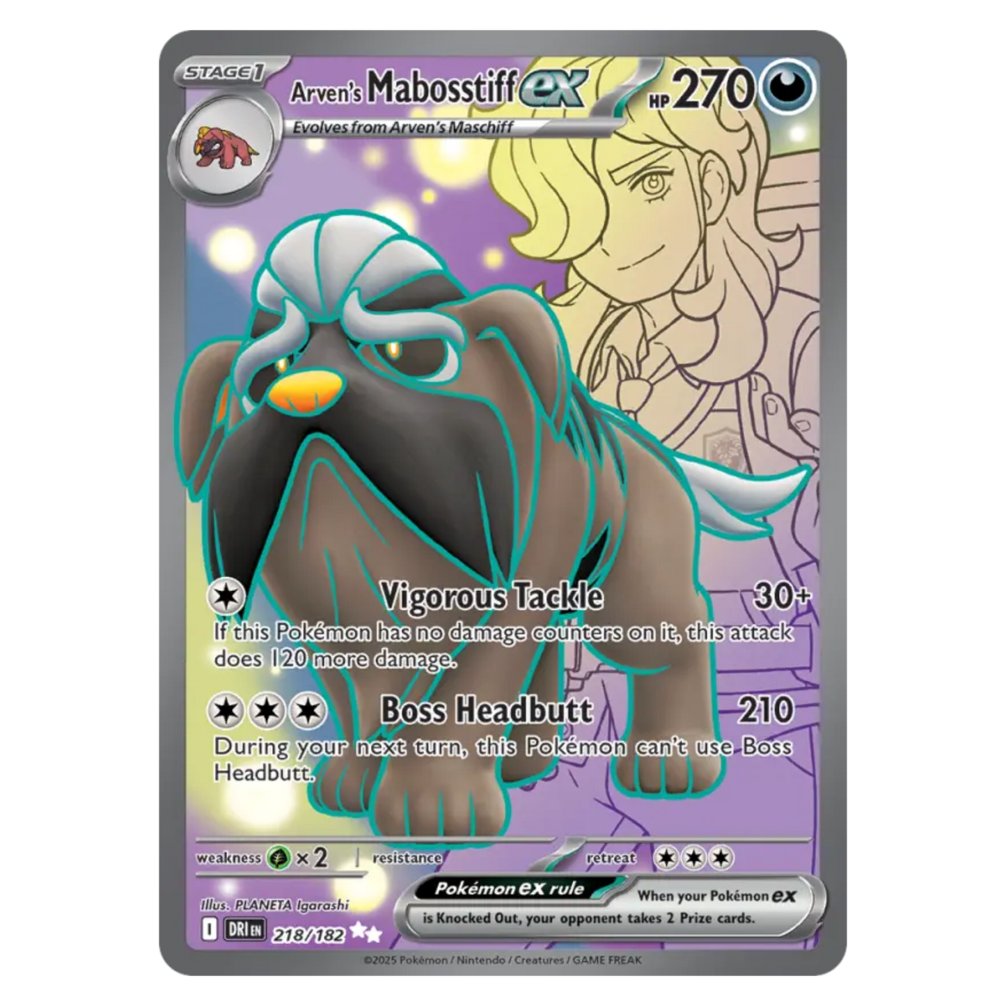 Arven's Mabosstiff ex 218/182 Ultra Rare — Destined Rivals