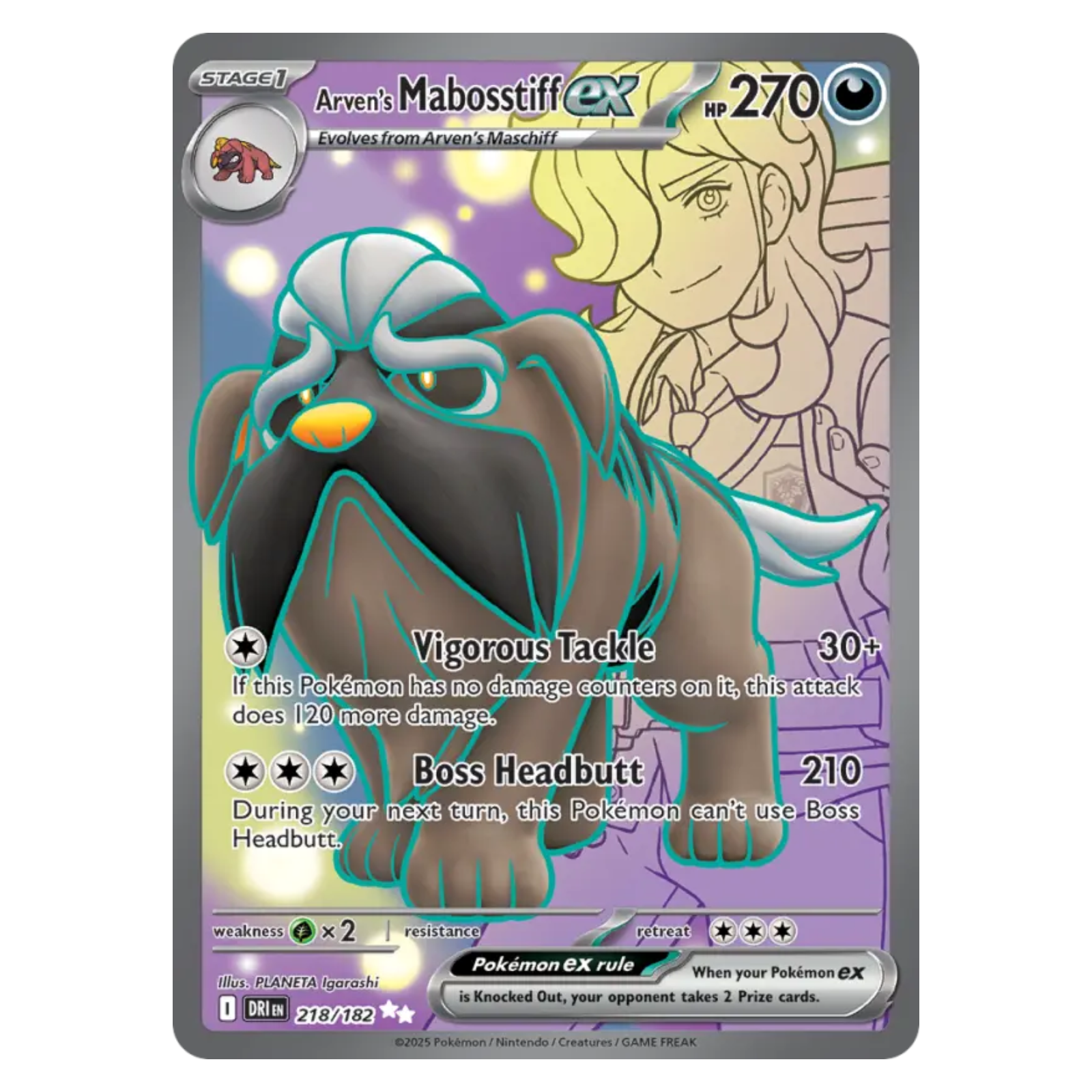 Arven's Mabosstiff ex 218/182 Ultra Rare — Destined Rivals