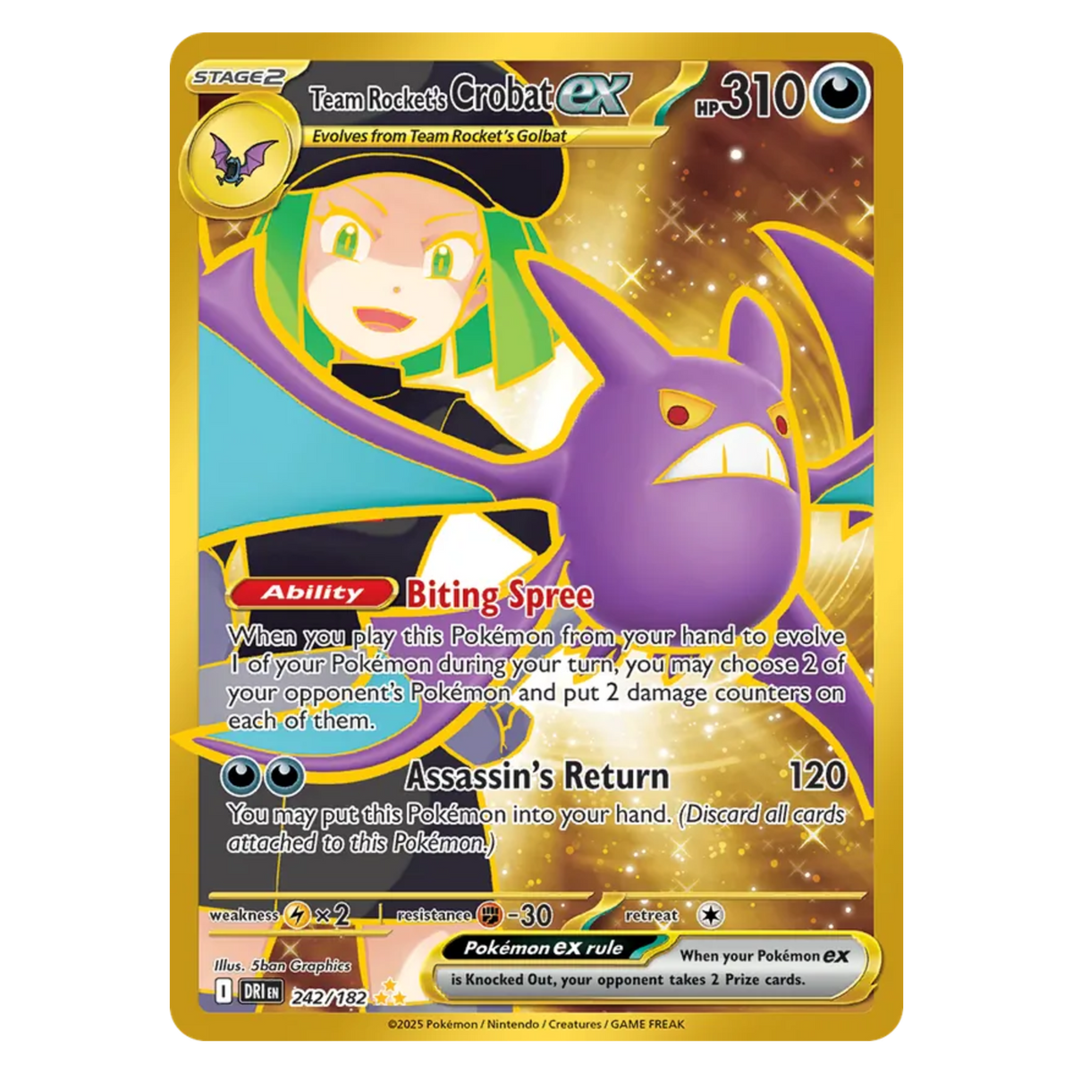 Team Rocket's Crobat ex 242/182 Hyper Rare — Destined Rivals