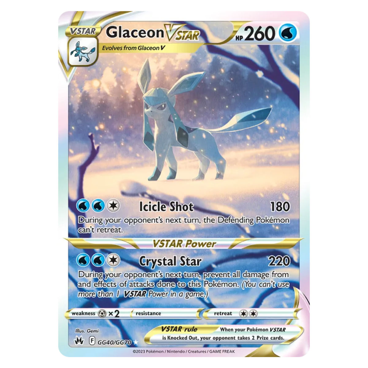 Glaceon VSTAR GG40/70 Holo Rare VSTAR — Crown Zenith Galarian Gallery