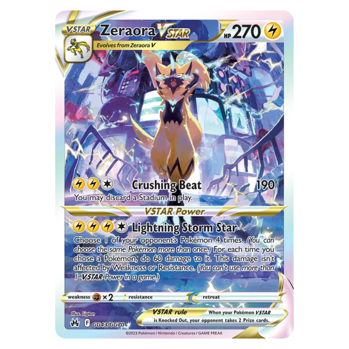 Zeraora VSTAR GG43/70 Holo Rare VSTAR — Crown Zenith Galarian Gallery